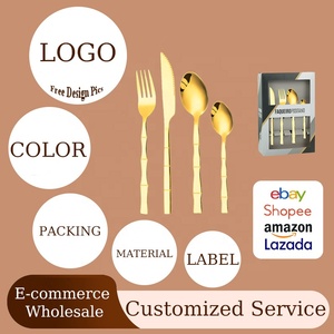 Gemei 6-Miếng bữa ăn tối thìa dĩa đặt thực phẩm cấp chống gỉ thép không gỉ bền dao kéo thìa ăn Bộ bàn muỗng - Product Image 4