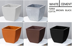 Jardinière trapézoïdale minimaliste moderne, nouveau pot <span class=keywords><strong>de</strong></span> <span class=keywords><strong>fleurs</strong></span> <span class=keywords><strong>en</strong></span> fibre d'argile pour intérieur/extérieur, revêtement <span class=keywords><strong>en</strong></span> poudre pour la décoration intérieure, bacs à plantes - Product Image 2