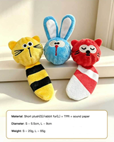 Jouet pour chien en peluche TPR, balle sonore rebondissante, motif animal de dessin animé mignon, durable, 5,5 cm, 9 cm, anti-ennui, interactif, écologique, anti-anxiété
