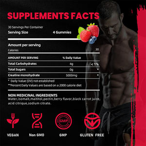 Créatine Monohydrate Gummies 5000Mg Soutien Amélioré La Croissance Musculaire Force et Récupération Supplément Pré-Entraînement pour Hommes et Femmes - Product Image 4