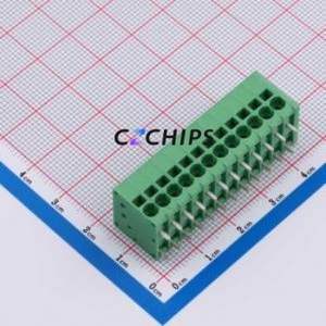 DB241R-3.5-12P-GN Spring Terminal Block Bent Lead Through Hole,P=3.5mm Connector 1x12P 3.5mm Green 12P - Product Image 1