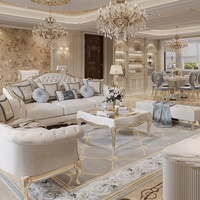 Ensemble de salon haut de gamme de style français luxueux blanc 1 2 3 modulaire - Canapé de salon européen en bois massif sculpté