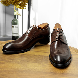 Zapatos Oxford de Vestir con Punta en Pico, de Cuero Genuino Marrón, con Cordones, Estilo Profesional, para Todas las Temporadas, Suela de Goma, Envío Directo - Product Image 2
