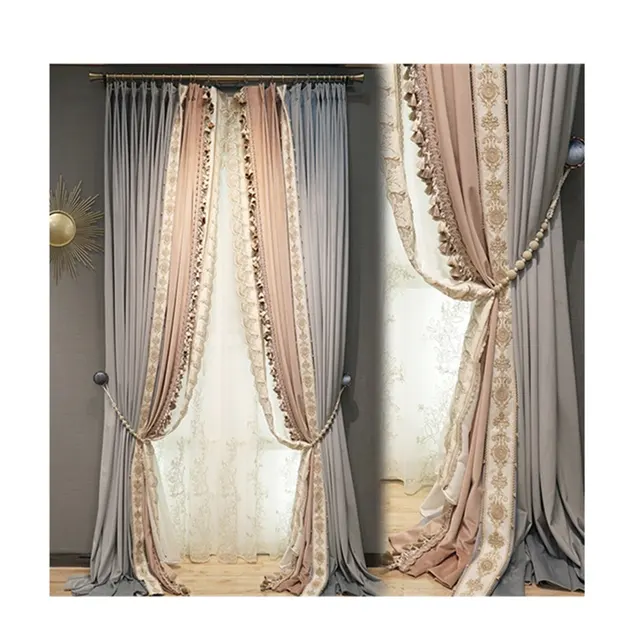 Elegant pattern soild velvet fabric ready made velvet window curtains embroidery pattern for the living room