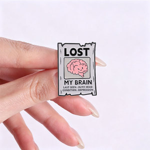 Set Pin Enamel Otak Kustom Lucu, Lencana Logam Kesehatan Mental, Pin Kerah Otak untuk Gym & Kebugaran, Hadiah Perhiasan Kreatif - Product Image 2