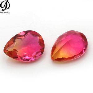 Tourmaline verre poire forme bicolore synthétique Tourmaline verre pierre nouveauté pierre pour la fabrication de bijoux - Product Image 1