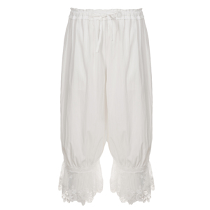 Pantalon Capri décontracté tissé pour femme, taille élastique, coupe ample, avec dentelle, style lanterne, idéal pour l'été - Product Image 6