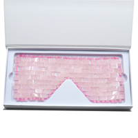 Máscara de Ojos Refrescante de Cuarzo Rosa, Máscara de Ojos de Cristal Rosa Natural, Máscara de Ojos Hecha a Mano con Cuentas de Piedras Preciosas, Máscara de Ojos para Terapia de Frío