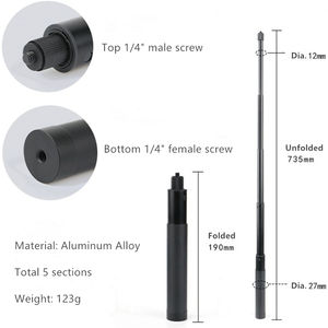Para <span class=keywords><strong>Insta</strong></span> <span class=keywords><strong>360</strong></span> ONE X3 X2 / 3 metros de largo Selfie Stick / <span class=keywords><strong>Bullet</strong></span> Handle Extended All in One Tripod Mount para Insta360 para gopro 13 - Product Image 5