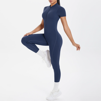Nouvelle Arrivée Combinaisons de Yoga Courtes pour Femmes avec Fermeture Éclair, Rembourrage Intégré, Séchage Rapide, Haute Élasticité, Respirantes, pour Fitness et Gym