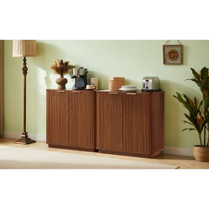 31.5'' Traditional Buffet <b>Cabinet</b> Sideboard Storage Curved Wave for Bedroom Living Room Hallway <b>Walnut</b> 31.5''W X 15.75''D X - Product Image 5
