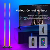 Paquete de 2 Barras de Luz LED RGB para Piso, Lámpara de Esquina LED con Sincronización Musical, Activación por Sonido, Control Remoto por Aplicación, para Decoración de Sala de Juegos