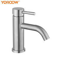 Robinet de lavabo à poignée unique 304SUS, mitigeur de salle de bains en acier inoxydable 304 robinet de lavabo d'eau chaude et froide pour la salle de bains