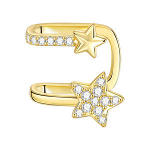 En stock, populares pendientes de clip en forma de estrella y en forma de U de latón blanco, regalo original y único para niñas. - Product Image 1