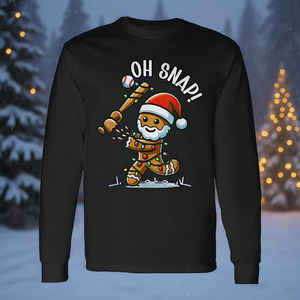 Oh Snap Gingerbreadman Christmas Baseball T-shirt à manches longues - Product Image 3