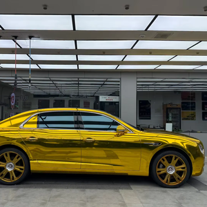 Premium Finish Chrome Gold PET Car Vinyl <b>Wrap</b>, Anti-Scratch Electroplating Film, Esign Full Car Body Protection Vinyl <b>Roll</b> - Product Image 4
