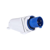 Prise murale industrielle IP67 3 broches 220V 63A, prise d'entrée industrielle 2P+T, prise femelle fixe