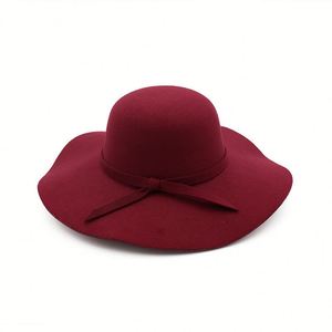 Sombreros Fedora de Fieltro de Ala Ancha, Color Sólido, Casuales, de Alta Calidad y Económicos para Mujer, con Cinta y Cuerda para Invierno - Product Image 4