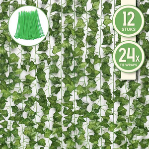 DREA 2,1 m, 72 feuilles, lot de 12 guirlandes décoratives en fausse soie, verdure artificielle, feuilles de lierre pour mariage, décoration murale - Product Image 2