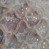 Vente directe usine Tissu maille extensible à sequins épais 100% Nylon Résistant à l'abrasion Vêtements pour filles Broderie dentelle Lettre PA