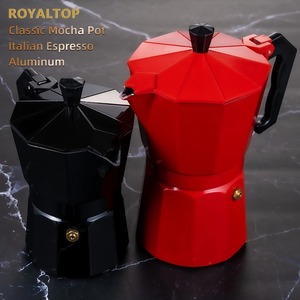 Cafetière Moka Peruaise <span class=keywords><strong>Rouge</strong></span> et Blanche pour Plaque de Cuisson, Cafetière en Aluminium pour Café Moulu, Machine à Café <span class=keywords><strong>Italienne</strong></span> pour la Préparation à Domicile - Product Image 2