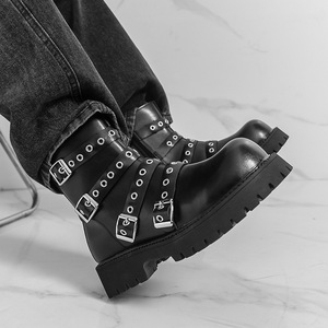 أحذية جلدية سوداء بسحاب كبيرة الحجم منصة غير رسمية أنيقة للرجال - Product Image 5