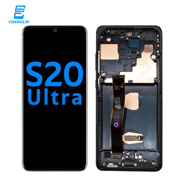 Selected LCD Screen for Samsung Galaxy S20 Ultra with Frame Big Size LCDs Display Touch Screen Cellphone Repair Replacement
