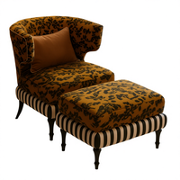 Fauteuil inclinable en velours rétro américain avec cadre en bois massif pour salon, petit appartement