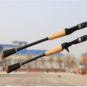 คันเบ็ดตกปลาคาร์บอนไฟเบอร์น้ำจืด 2 ชิ้น พร้อมรอกแบบกลวง ด้ามจับทำจากไม้คอร์กและ EVA สำหรับตกปลาทะเลน้ำแข็งและปลาทะเล - Product Image 2