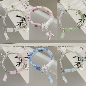 Pulsera de Moda China con Cuentas de Bambú, Diseño de Campana y Mariposa, Colgante de Cristal, Joyería para Mujer - Product Image 1