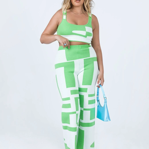 Canotta a due pezzi con motivo stampato <span class=keywords><strong>verde</strong></span> 100% cotone stampato personalizzato - Product Image 3