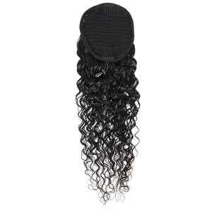 Virgin Human Hair Drawstring Wholesale Water Wave Factory Price Ponytail Gold Supplier Natural Color 100% Brazilian