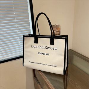 Sac fourre-tout en toile de grande capacité de style anglais, cadeaux promotionnels, sac à bandoulière pour femmes, sac en coton réutilisable avec logo personnalisé - Product Image 2