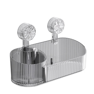 Suction Cup Cosmetic Organizer Transparent Plastic PET Heavy Duty Bathroom Sink Storage 1 Layer 1-5kg Capacity - Product Image 5