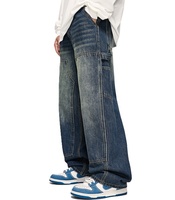 Haute qualité personnalisé Vintage délavé surdimensionné Baggy Jeans pour hommes Hip Hop Style pantalon droit avec motif imprimé
