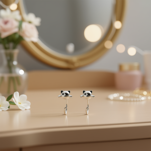 E1917 Pendientes de botón de dibujos animados de oro blanco, lindos, unisex, regalo, joyería de moda - Product Image 2