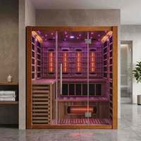 Sauna hybride infrarouge à vapeur sèche et humide en cèdre Hemlock pour 4 personnes