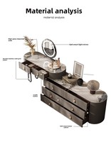 Table de toilette de luxe de style minimaliste italien avec commode intégrée, meuble de chevet et tiroirs de rangement pour chambre à coucher, design d'angle, pour maquillage
