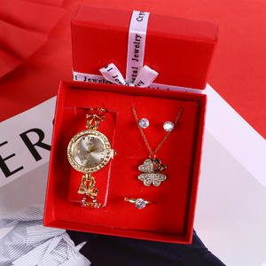 Montre en quartz de luxe pour femme avec diamants, coffret cadeau rose éternelle, ensemble bracelet et montre tendance - Product Image 2