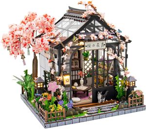 Hamaileon - Casa de Flores de Cerezo Japonesa Ecológica para Hacer Uno Mismo, Rompecabezas de <span class=keywords><strong>Madera</strong></span> 3D, Kit de Casa de Muñecas <span class=keywords><strong>en</strong></span> Miniatura, Luces LED, Manualidades, Regalos - Product Image 1