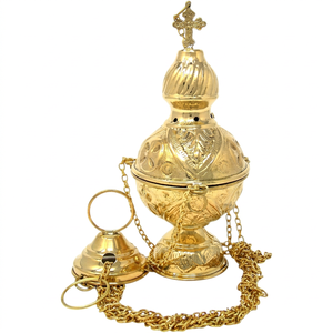 Elegante Quemador de Incienso de Latón con Cadena, Ofrendas Espirituales, Rituales Religiosos, Incienso Indio de Alta Calidad, Aroma Compatible - Product Image 1