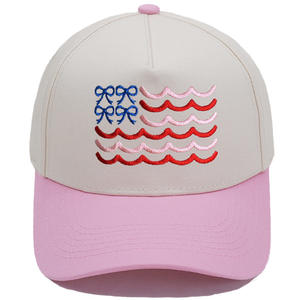 Gorra Trucker Bordada con Lazo de Bandera Americana, Estilo <span class=keywords><strong>Coqueta</strong></span>, Personalizada al por Mayor para Mujer - Product Image 2
