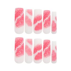 Día de San Valentín caramelo romántico estampado de labios <span class=keywords><strong>mate</strong></span> 24 piezas prensa larga en <span class=keywords><strong>uñas</strong></span> artificiales acrílico 3140 - Product Image 3