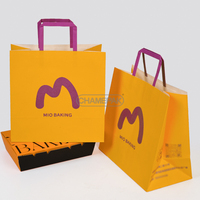 Sacs en papier kraft personnalisés avec poignées pour la restauration, la vente à emporter et les services de livraison de repas, avec votre propre logo imprimé
