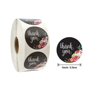 500 Pezzi/Rotolo Adesivi Rotondi Carini con Motivi Floreali a Righe Bianche <span class=keywords><strong>e</strong></span> Nere per Bambini - Product Image 3