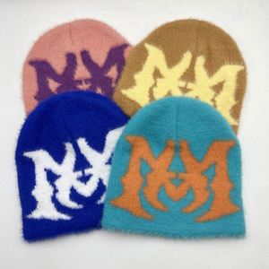 Bonnet en fausse fourrure de vison, nouvelle collection, avec logo personnalisé, jacquard, tricoté, pour l'hiver, haute qualité, chaud, pour l'extérieur, vente en gros - Product Image 1