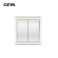 Interrupteurs muraux domestiques GEYA personnalisés, norme britannique, 16A 250V, 2 gangs, 2 voies, étanches, en matériau PC, modernes, IP20