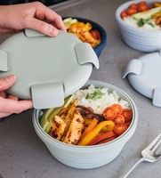 Boîte de rangement pliante en Silicone pour pique-nique, boîte à déjeuner ronde étanche scellée