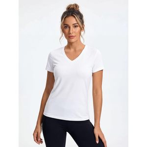 Women's V-Neck T-Shirts Short Sleeve Stretch Cotton Spandex Breathable Workout Yoga Sleep Tops Multi Pack - Product Image 2