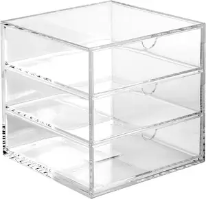 Acrylic Storage Organizer 3 Layers Transparent Drawer Box Furniture Organizer Storage